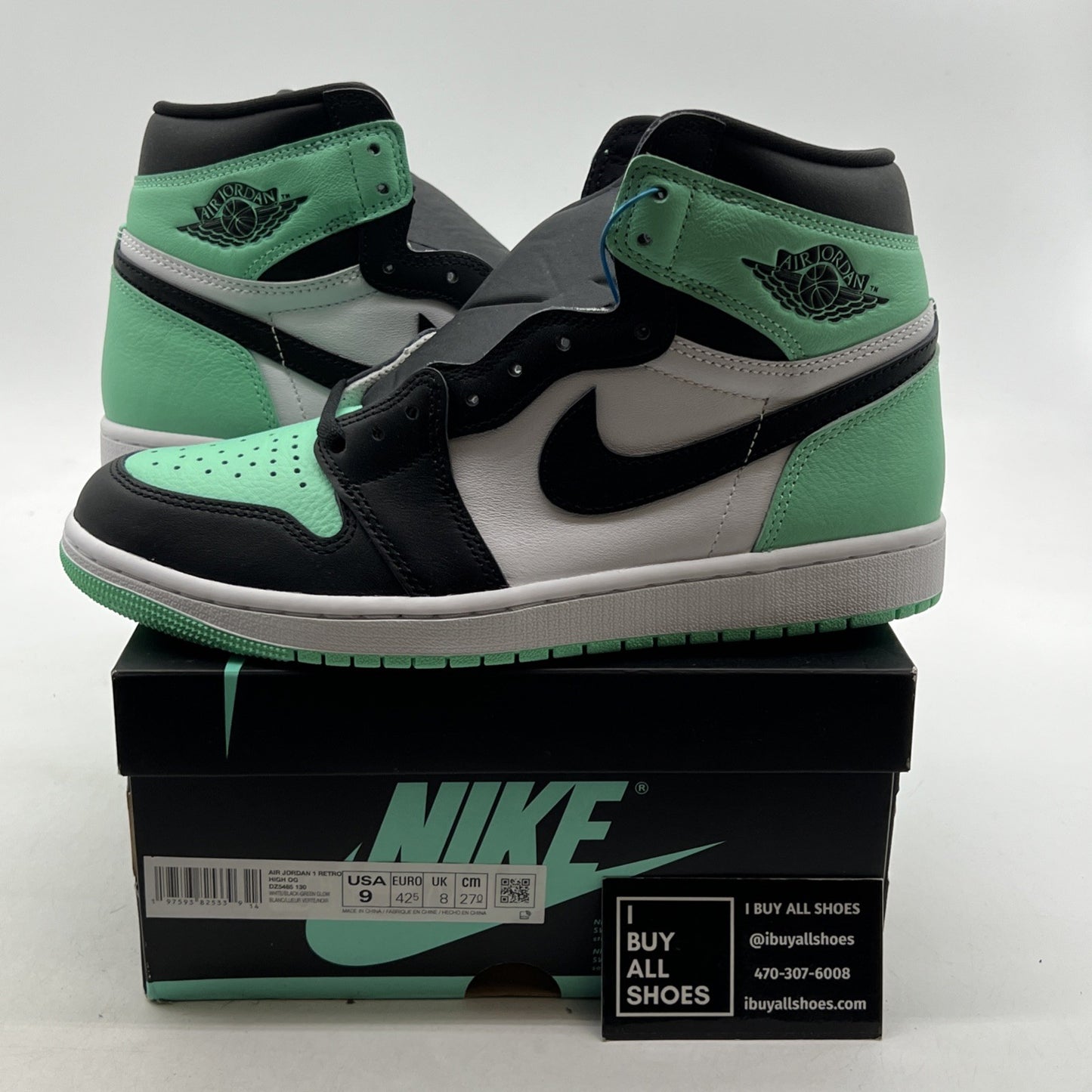 Size 9 - Air Jordan 1 Retro OG High Green Glow (DZ5485-130)