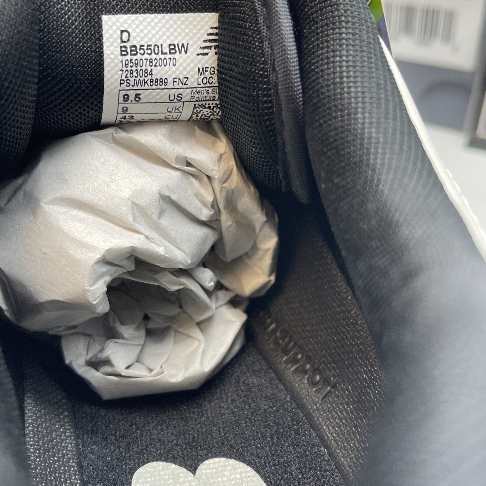 Size 9.5 - New Balance 550 Panda Black White Leather (BB550LBW)