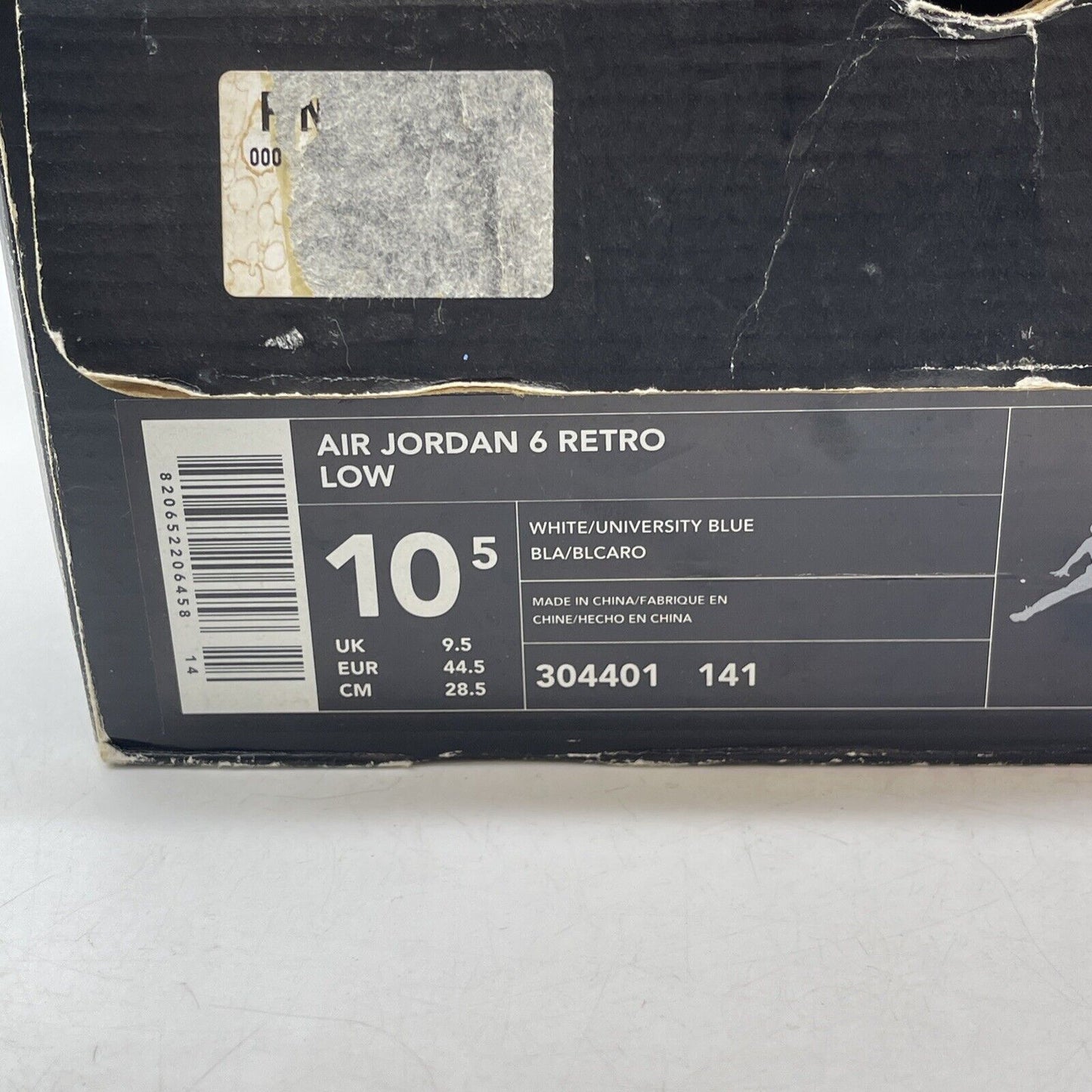 Size 10.5 - Air Jordan 6 Retro Low University Blue White Leather (304401-141)