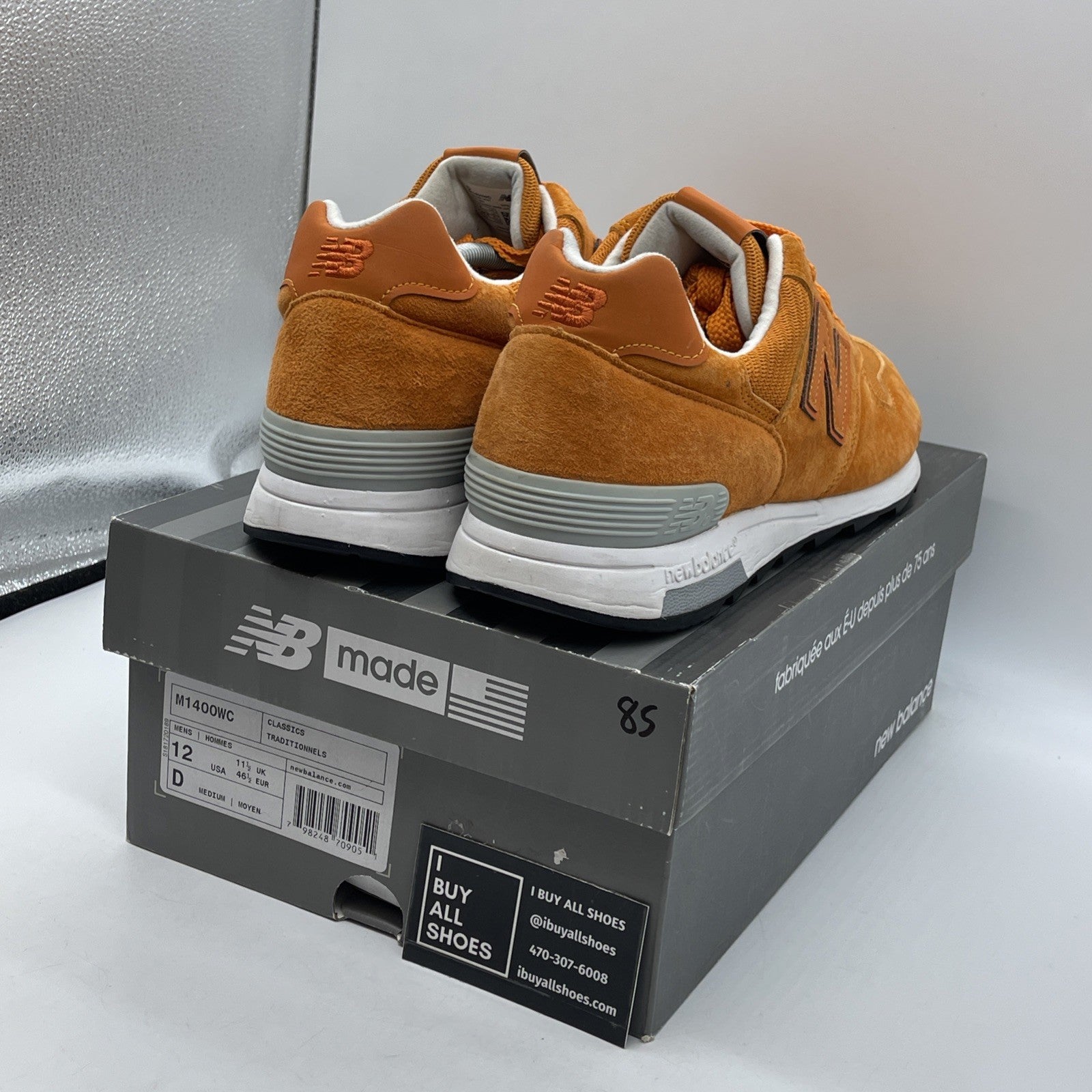 Size 12 - New Balance 1400 Suede Sneakers Orange Grey Leather (M1400WC)
