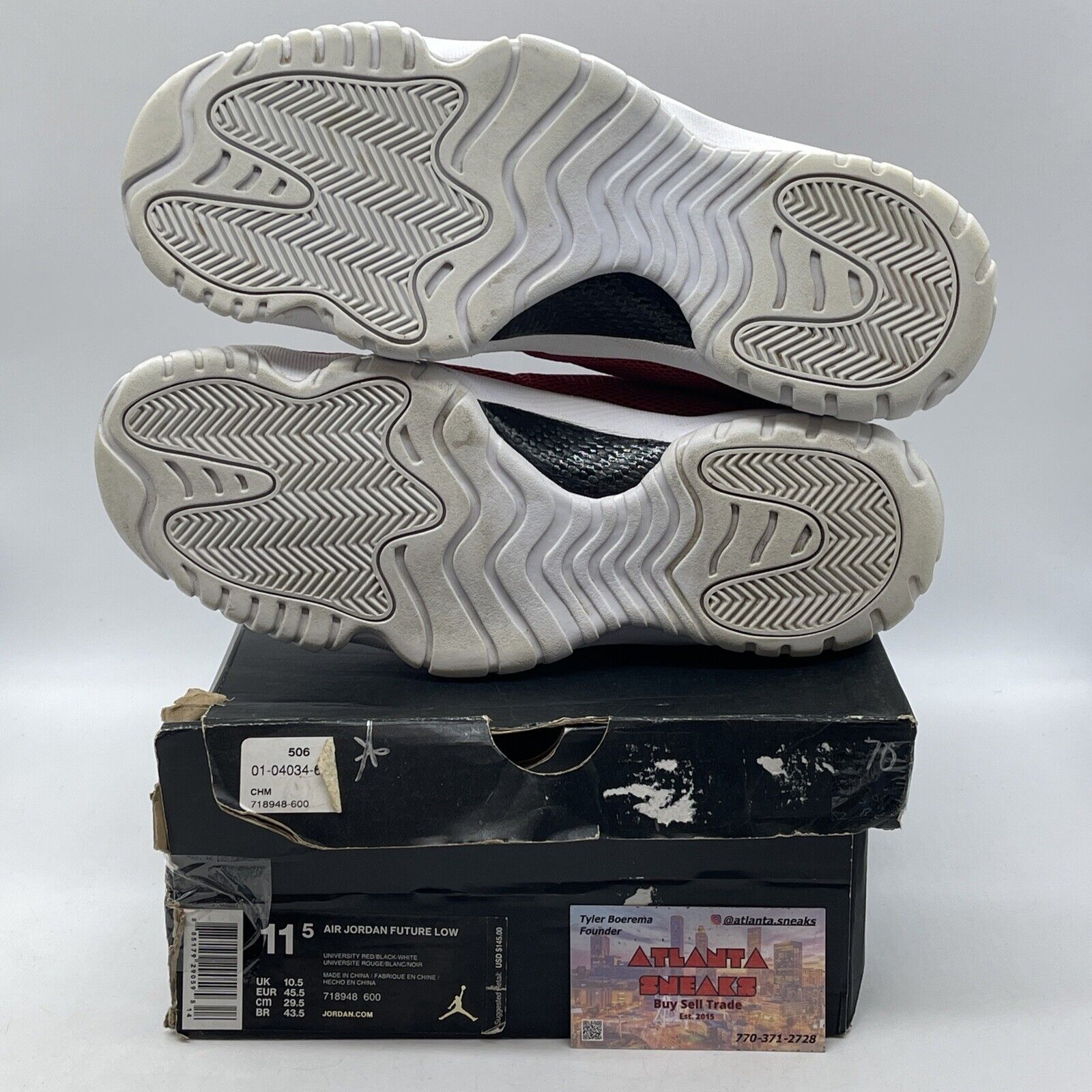 Size 11.5 - Jordan Future 3M Low University Red Black White Suede (718948-600)