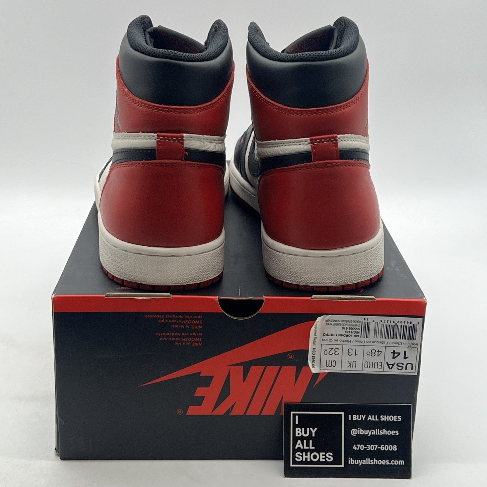 Size 14 - Air Jordan 1 Retro OG High Bred Toe (555088-610)