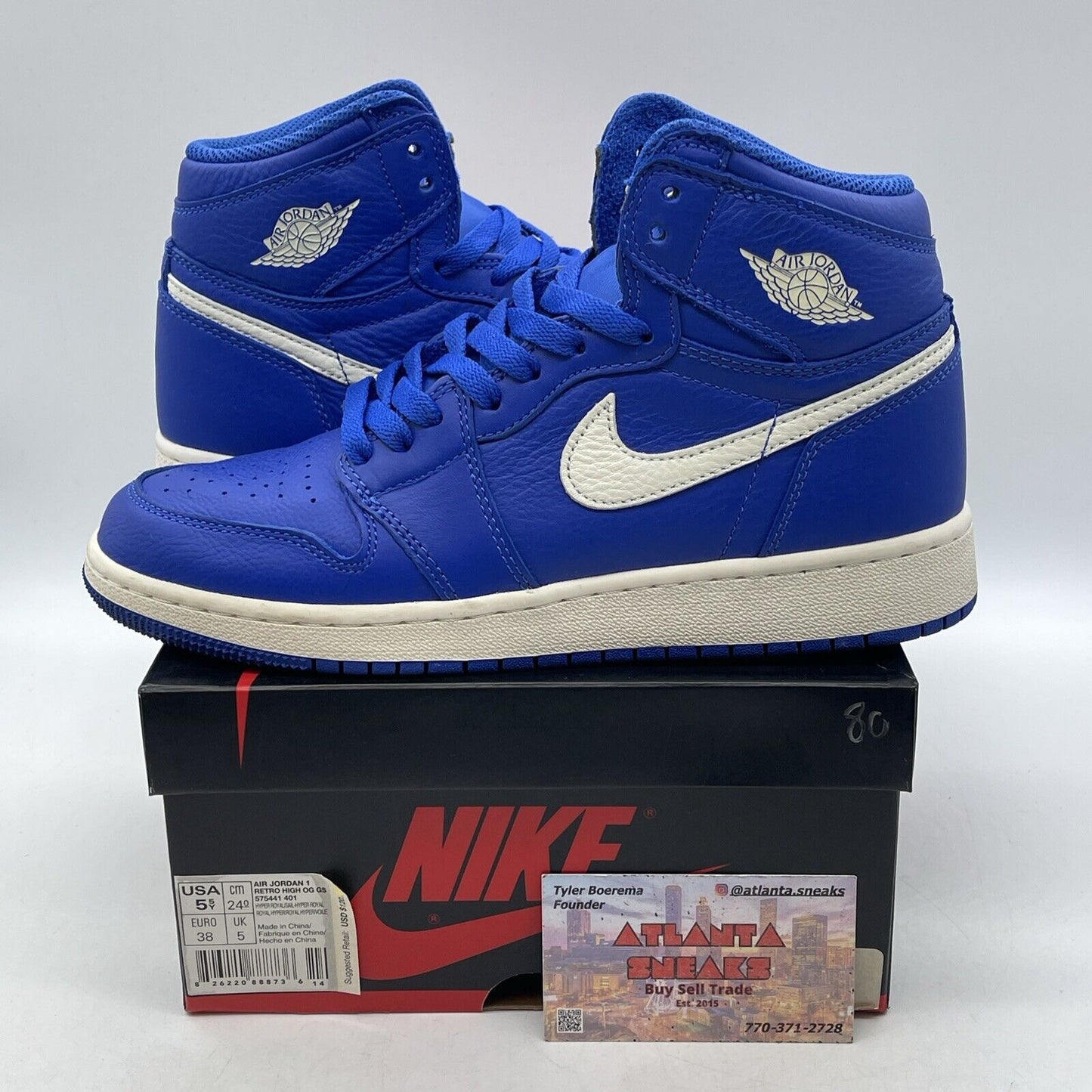 Size 5.5Y - Nike Air Jordan 1 Retro High OG GS Shoes Hyper Royal (575441-401)