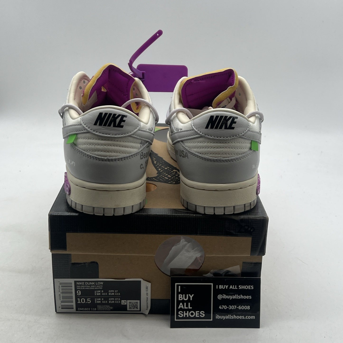 Size 9 - Off-White x Nike Dunk Low Lot 03 of 50 (DM1602-118)