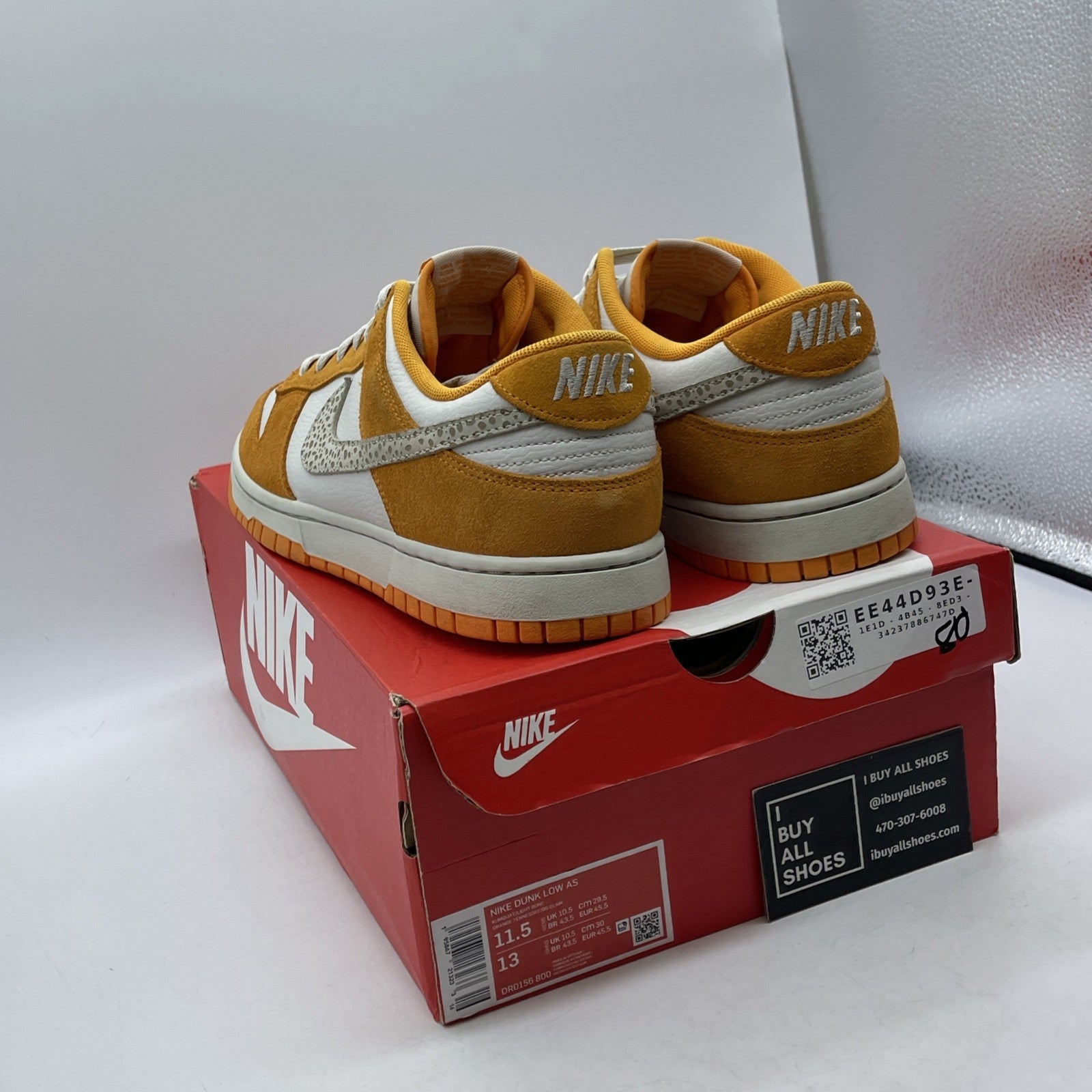 Size 11.5 - Nike Dunk Low Safari Swoosh - Kumquat Orange White Suede (DR0156-800