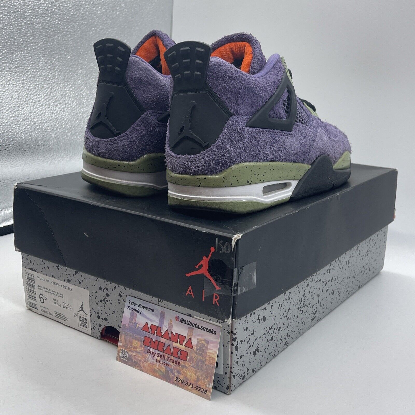 Size 6.5W - Jordan 4 Retro Mid Canyon Purple Black Olive Orange (AQ9129-500)