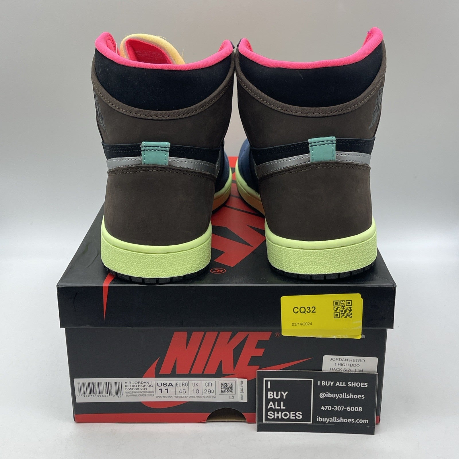 Size 11 - Air Jordan 1 Retro High Tokyo Bio Hack Black Suede (555088-201)