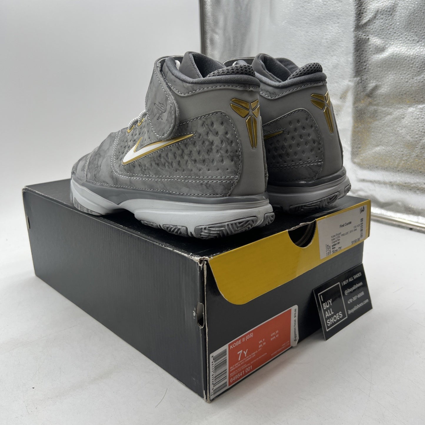 Size 7Y - NIKE KOBE II 2 (GS) "PRELUDE" WOLF GREY (649541-001)