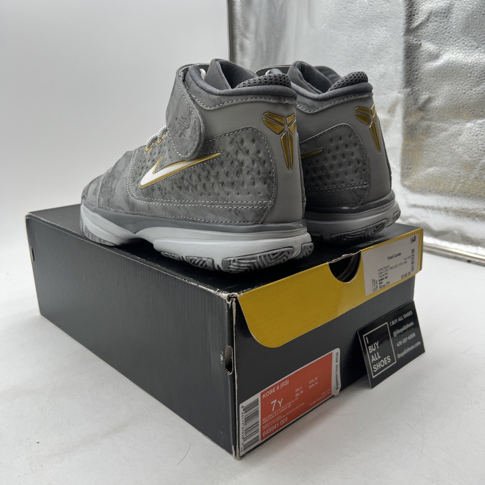 Size 7Y - NIKE KOBE II 2 (GS) "PRELUDE" WOLF GREY (649541-001)