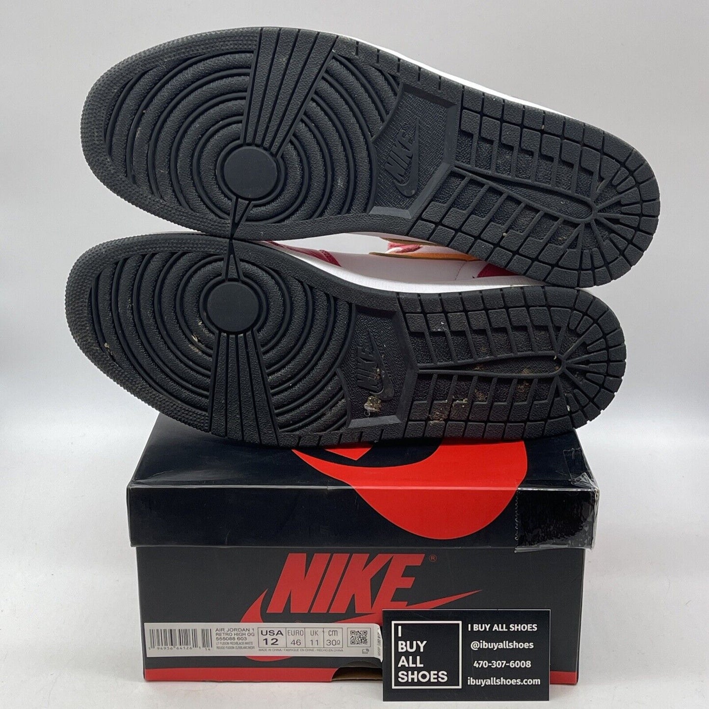Size 12 - Jordan 1 Retro High OG Light Fusion Red Yellow Leather (555088-603)