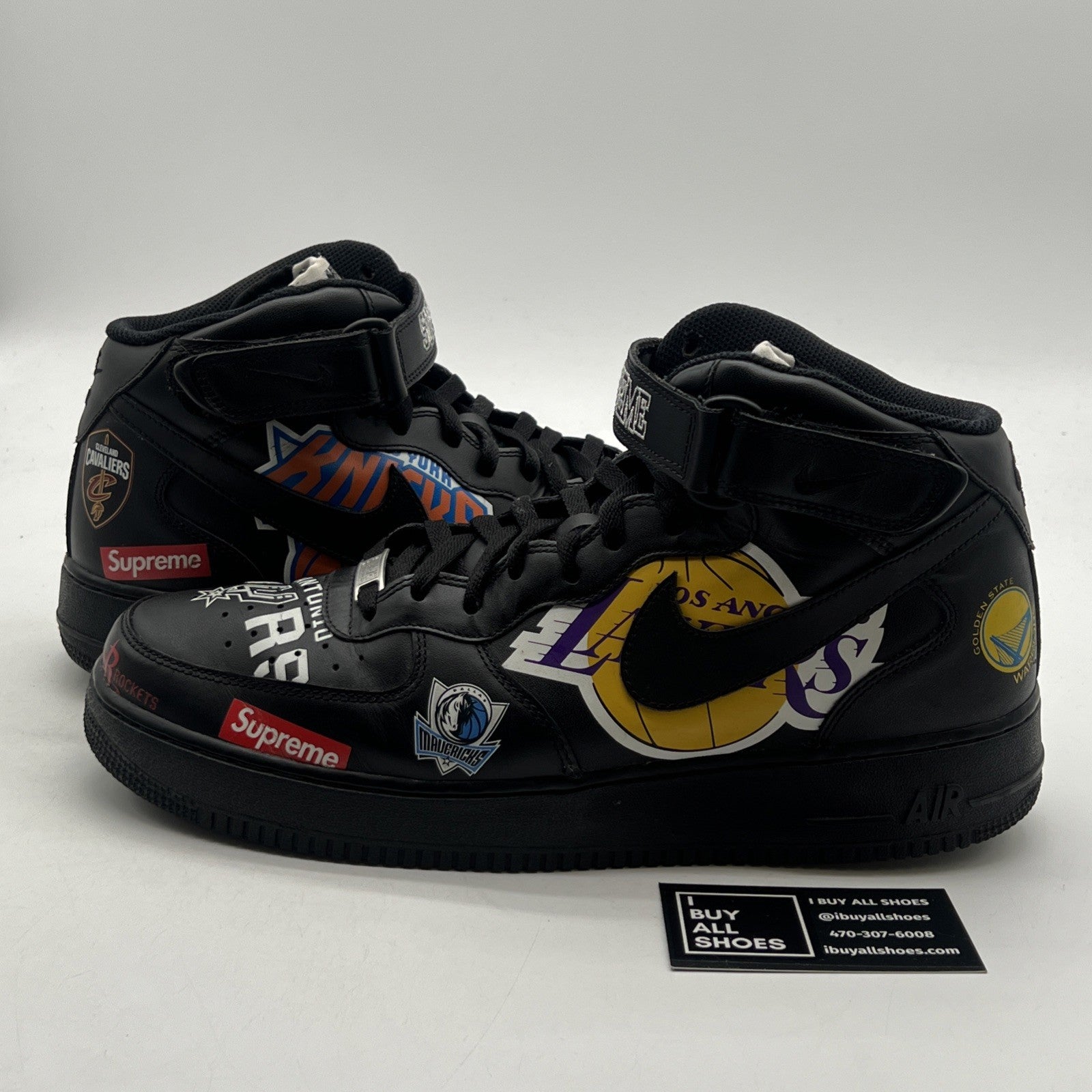 Size 13 - Nike Supreme x NBA x Air Force 1 07 Mid Black (AQ8017-001)
