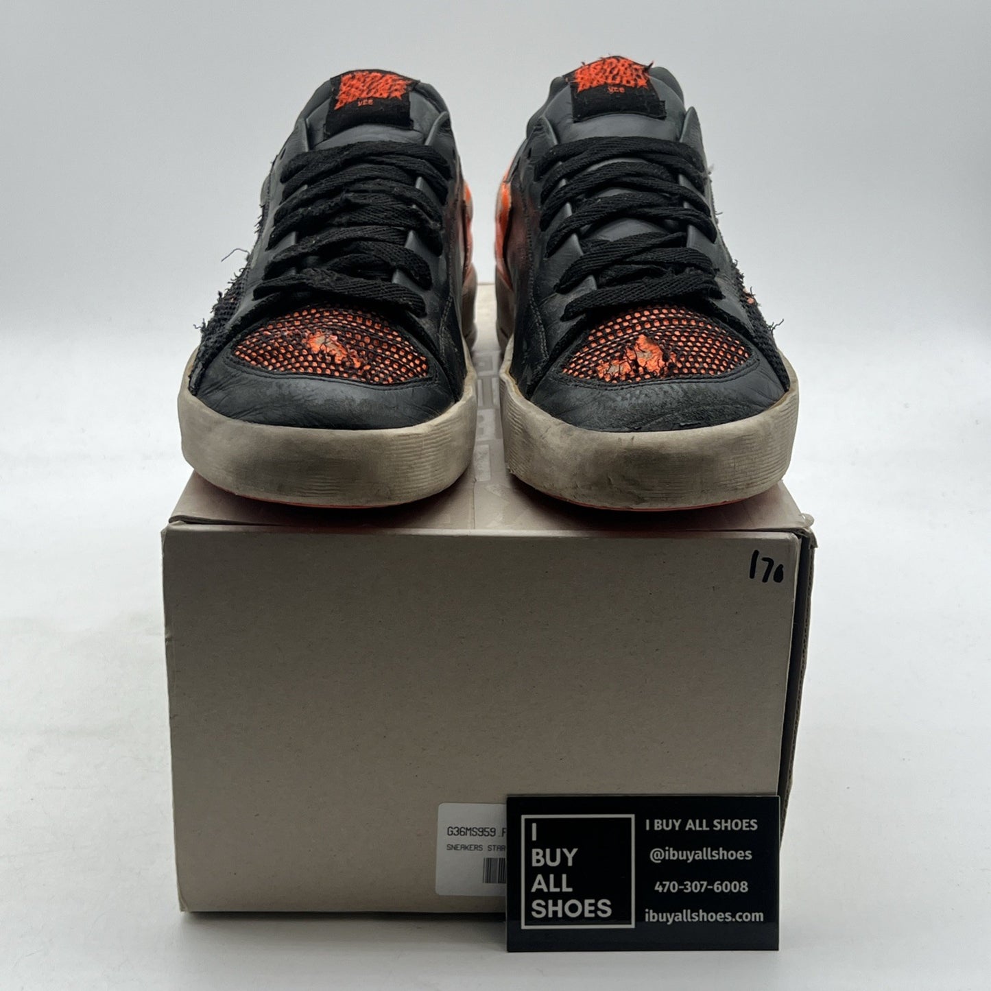 Size 42 - Golden Goose Men Stardan Under Net Star Black/Orange (G36MS959.F4)