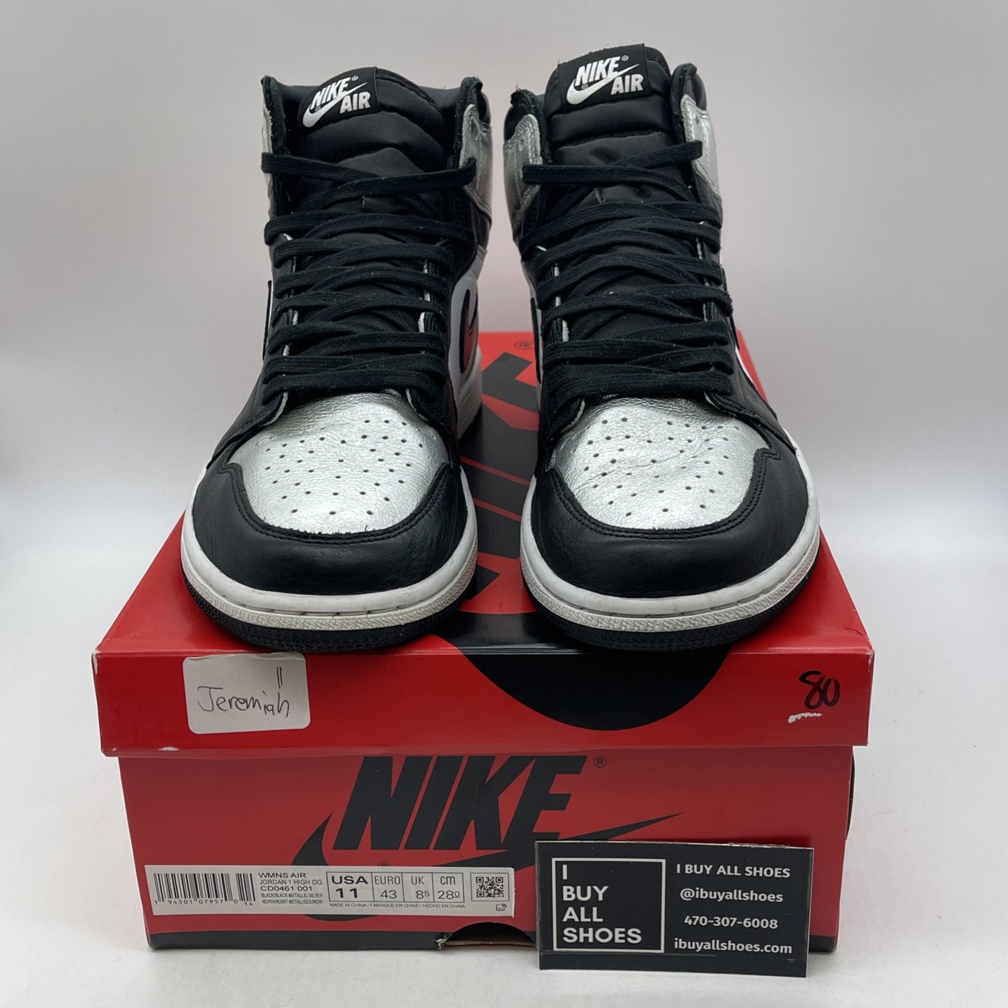 Size 11W- Air Jordan 1 High OG Metallic Silver (CD0461-001)