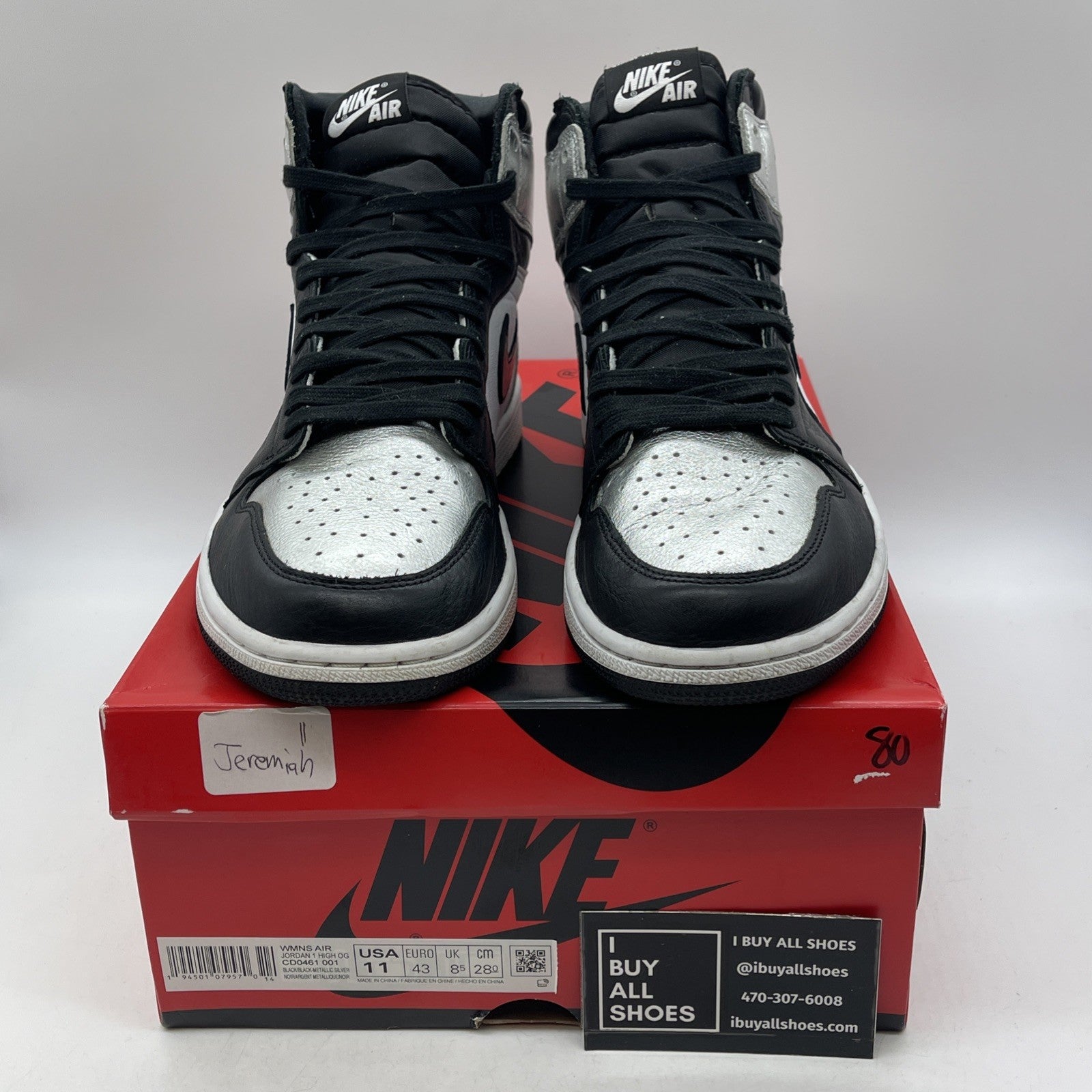 Size 11W- Air Jordan 1 High OG Metallic Silver (CD0461-001)