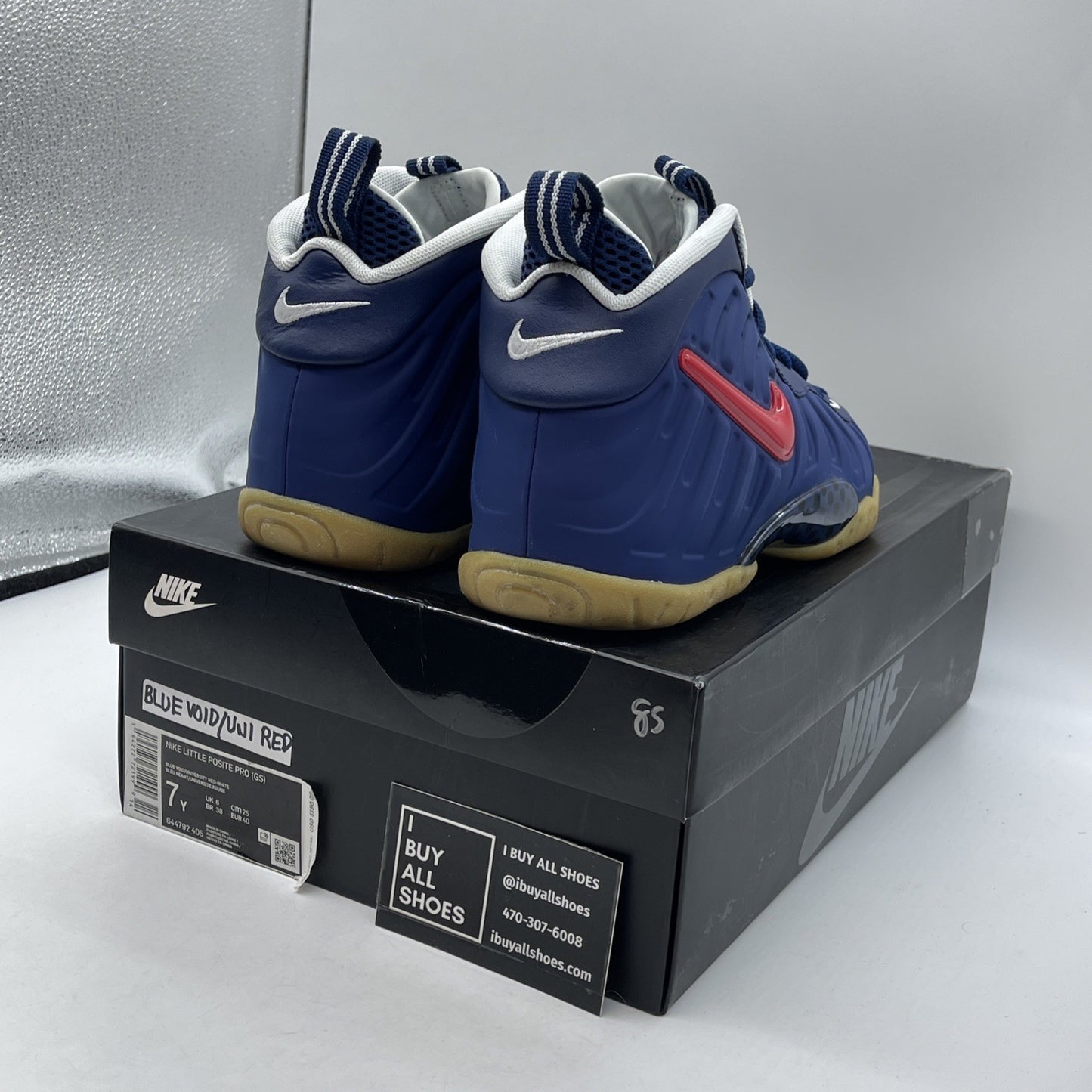Size 7Y (GS) - Nike Little Posite Pro Mid USA Blue Red White (644792-405)