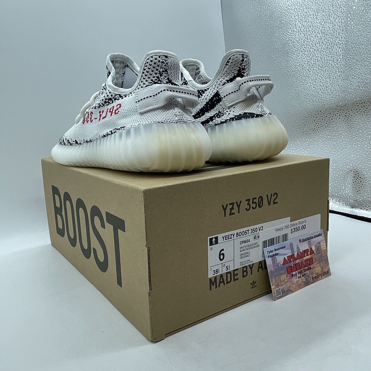 Size 6 - adidas Yeezy Boost 350 V2 Low Zebra Black White (CP9654)