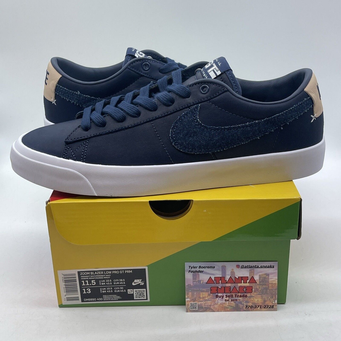 Size 11.5 - Nike Blazer GT SB Low Midnight Navy Denim White Leather (DM8890-400)