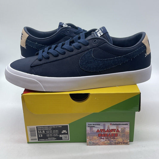 Size 11.5 - Nike Blazer GT SB Low Midnight Navy Denim White Leather (DM8890-400)