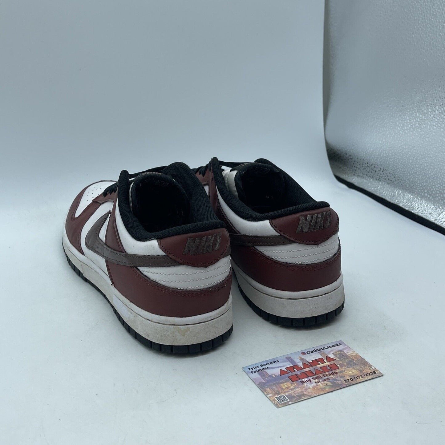 Size 10.5 - Dunk Low Black White Burgundy Leather Custom* (DD1391-100)