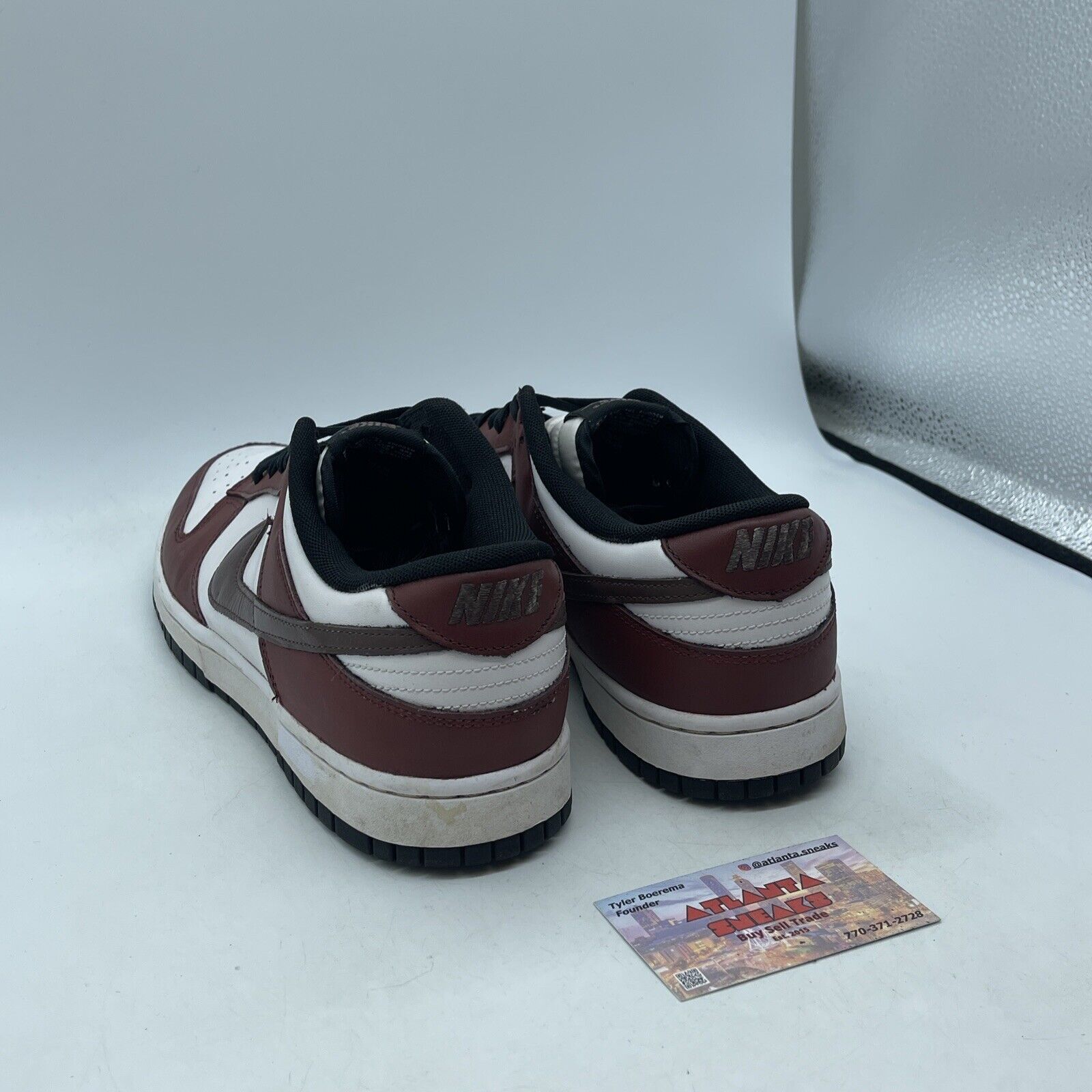 Size 10.5 - Dunk Low Black White Burgundy Leather Custom* (DD1391-100)