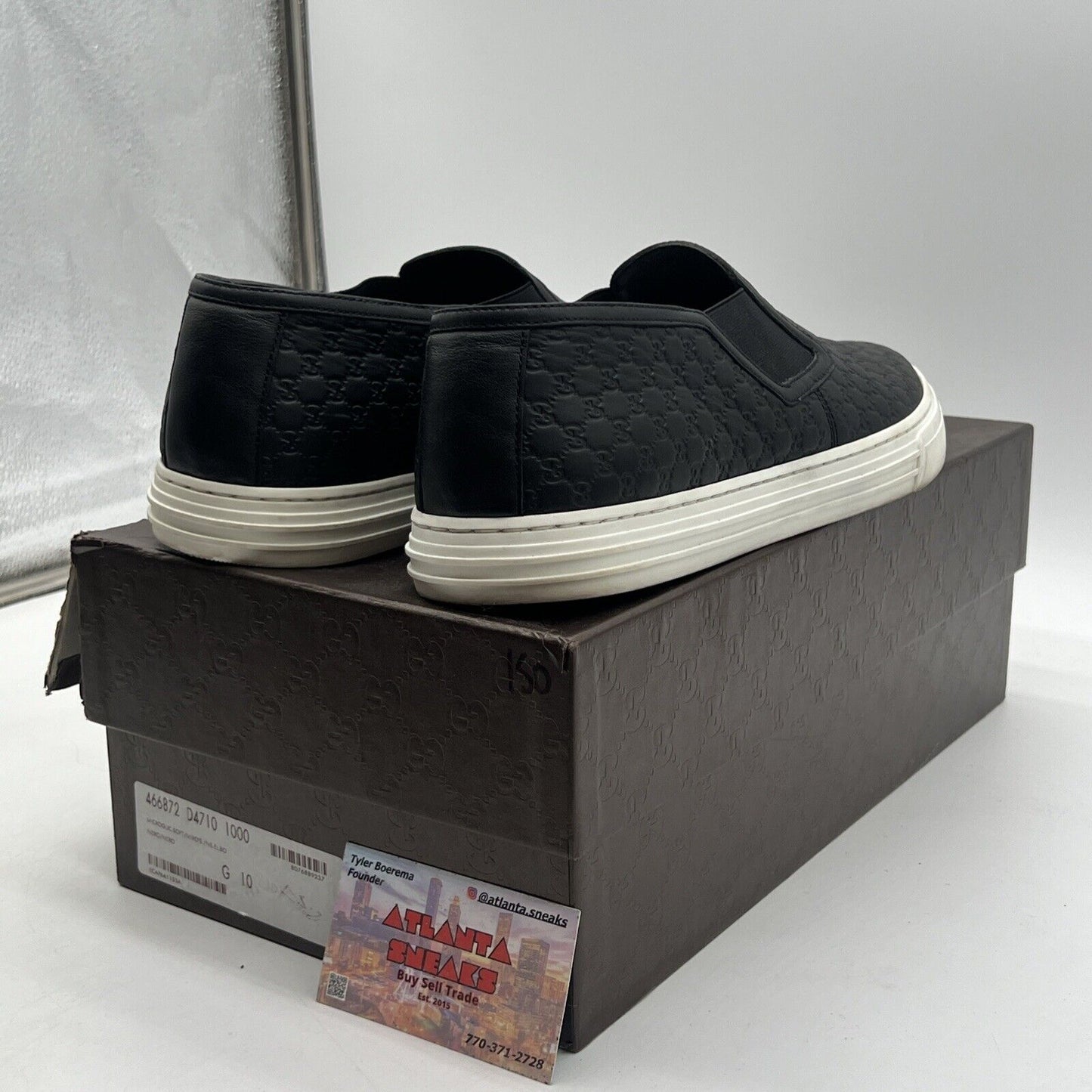 Size 10 -Gucci Signature Slip-On 'Black' - (466872-D4710-1000) Made In Italy
