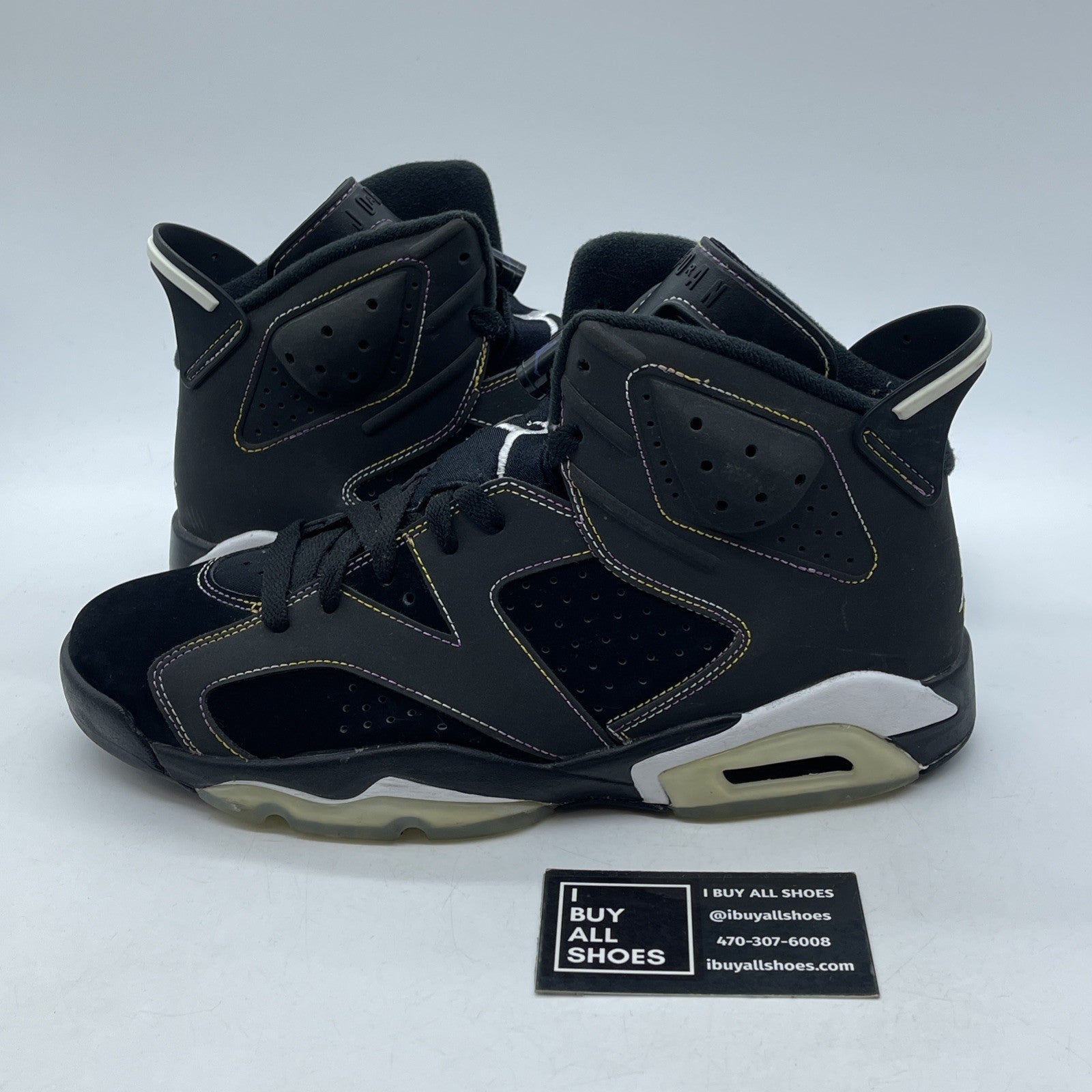 Size 9 - Air Jordan 6 Retro Lakers Black Purple Grey Suede (384664-002)