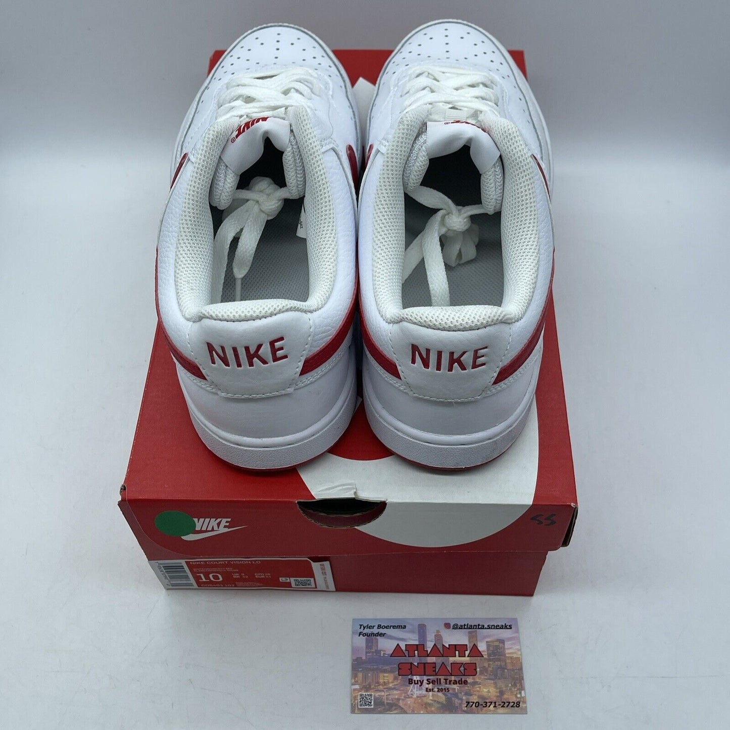 Size 10 - Nike Court Vision Low White University Red White Leather (CD5463-102)