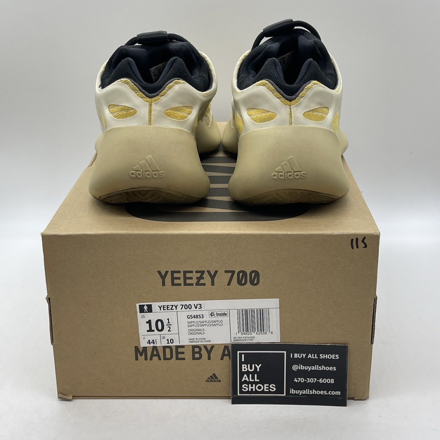 Size 10.5 - adidas Yeezy 700 V3 Safflower Black Tan Yellow Suede (G54853)