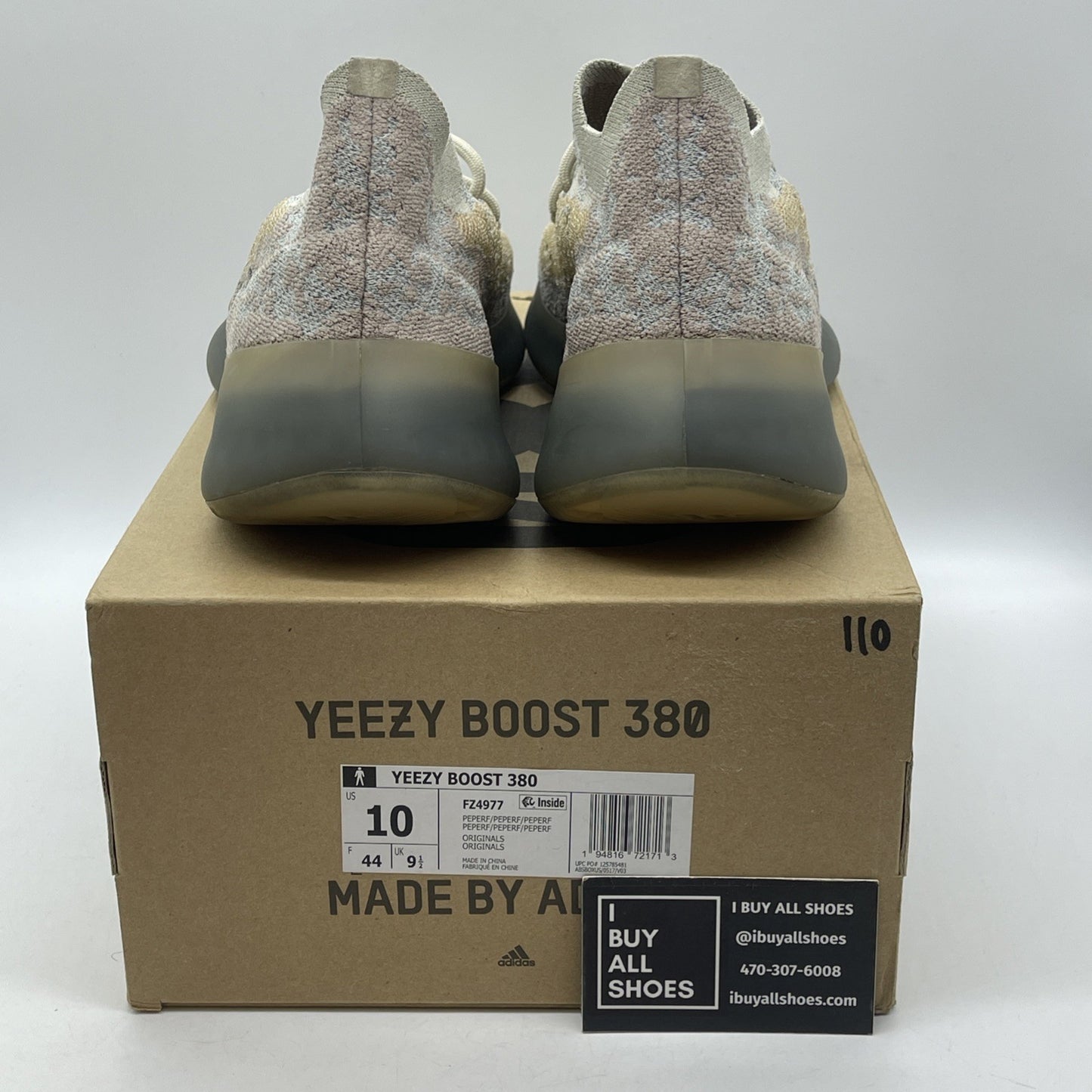 Size 10 - adidas Yeezy Boost 380 Pepper Reflective Grey (FZ4977)