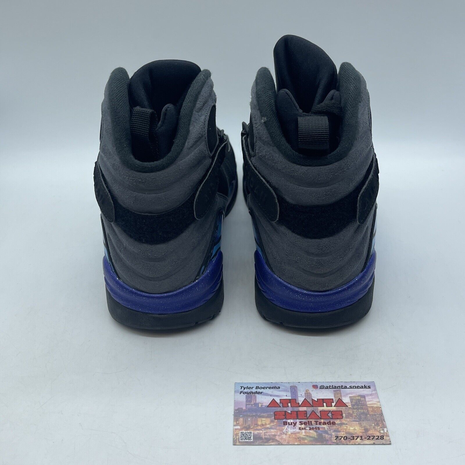 Size 11.5 - Jordan 8 Retro Aqua 2015 Red Purple Grey Black Suede (305381-025)