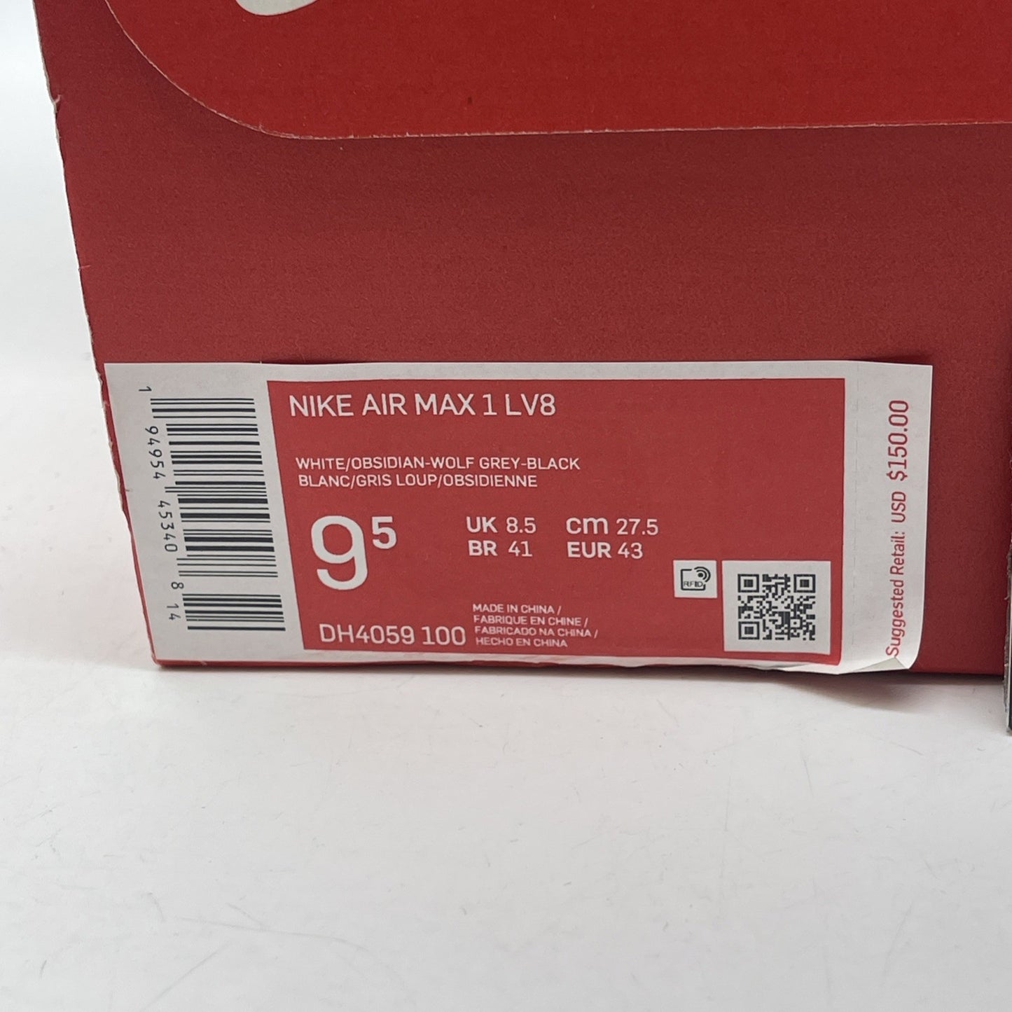 Size 9.5 - Nike Air Max 1 LV8 Obsidian Grey Blue White Leather (DH4059-100)