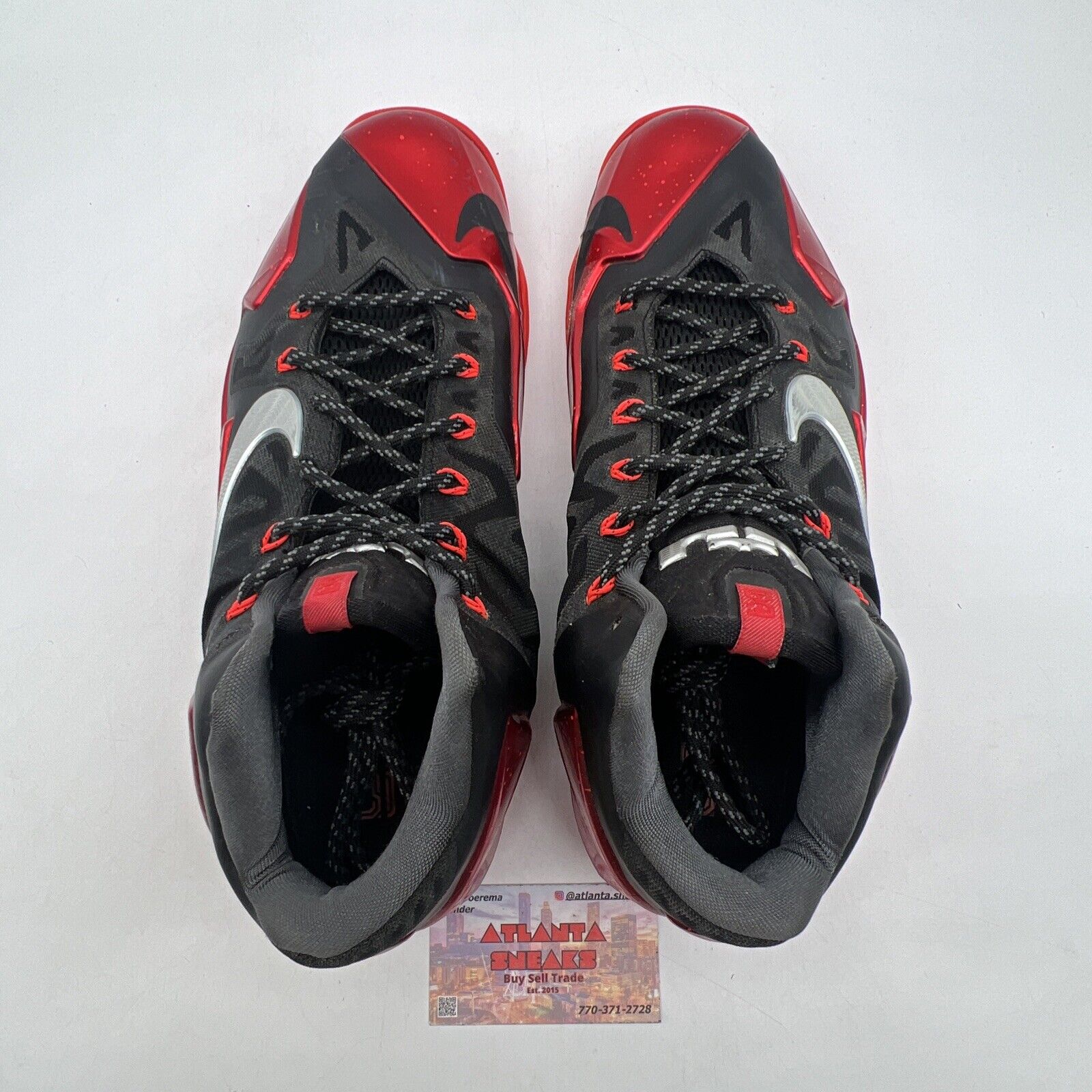 Size 11 - Nike LeBron 11 Away - Black Red Leather (616175-001)