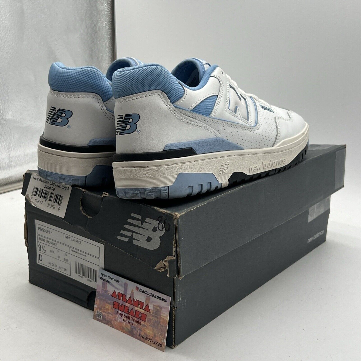 Size 9.5 - New Balance 550 Team Carolina Blue Black White Leather (BB550HL1)