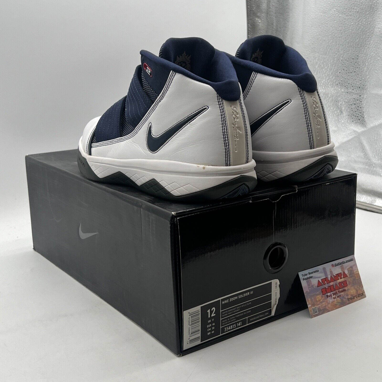 Size 12 - Nike LeBron Zoom Soldier 3 White Midnight Navy (354815-141)