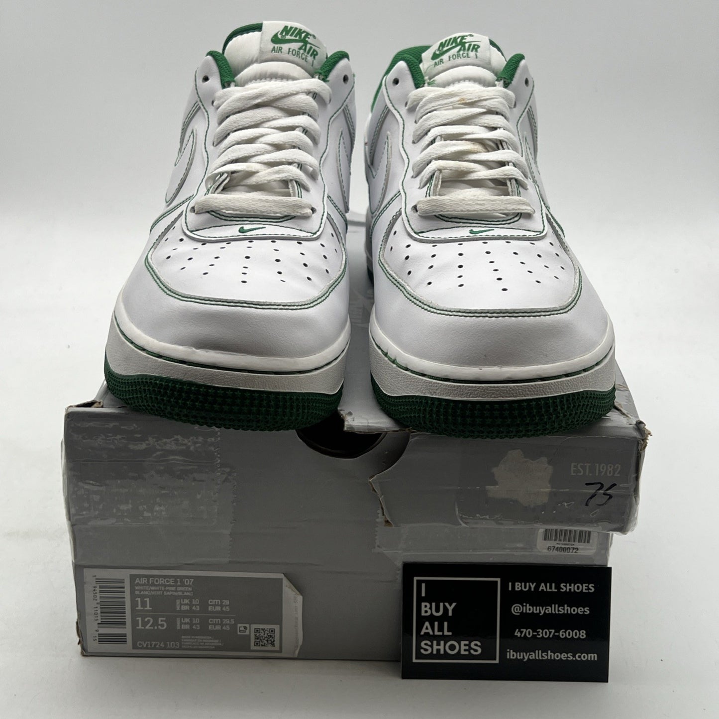 Size 11 - Nike Air Force 1 '07 Contrast Stitch - White Pine Green (CV1724-103)