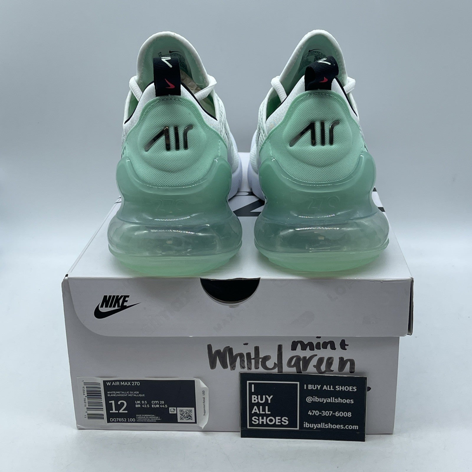 Size 12W - Nike Air Max 270 White Mint Foam (DQ7652-100)