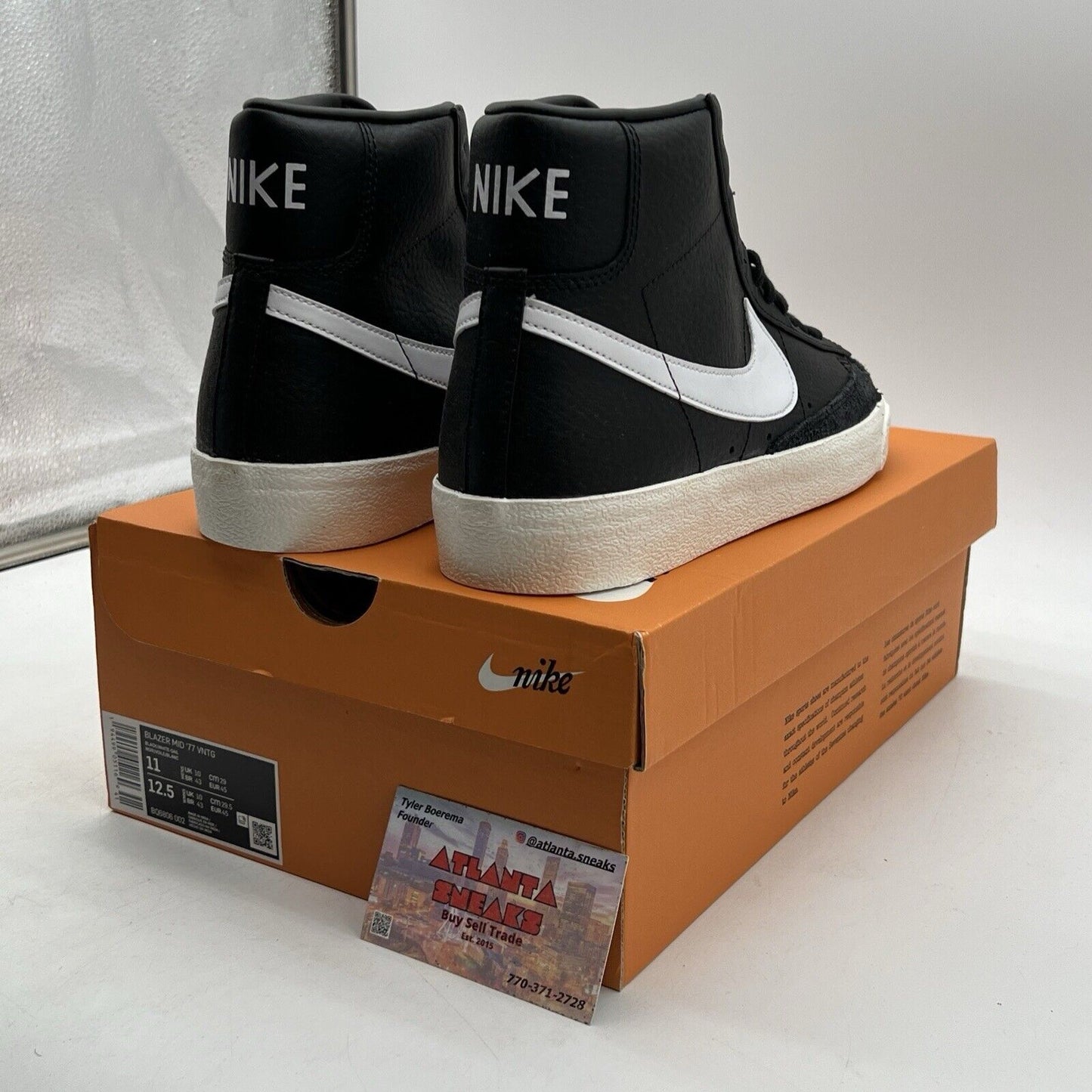 Size 11 - Nike Blazer '77 Vintage Mid Black Sail Leather (BQ6806-002).