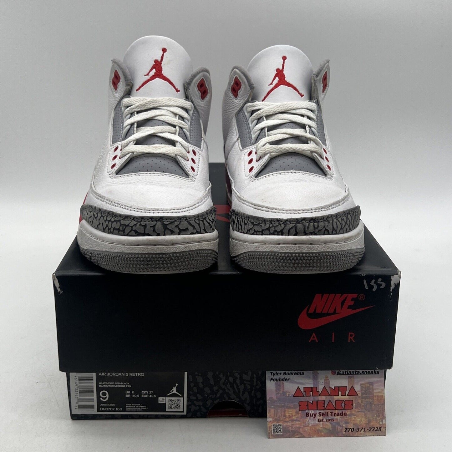 Size 9 - Jordan 3 Retro Mid Fire Red White Grey Leather Black (DN3707-160)