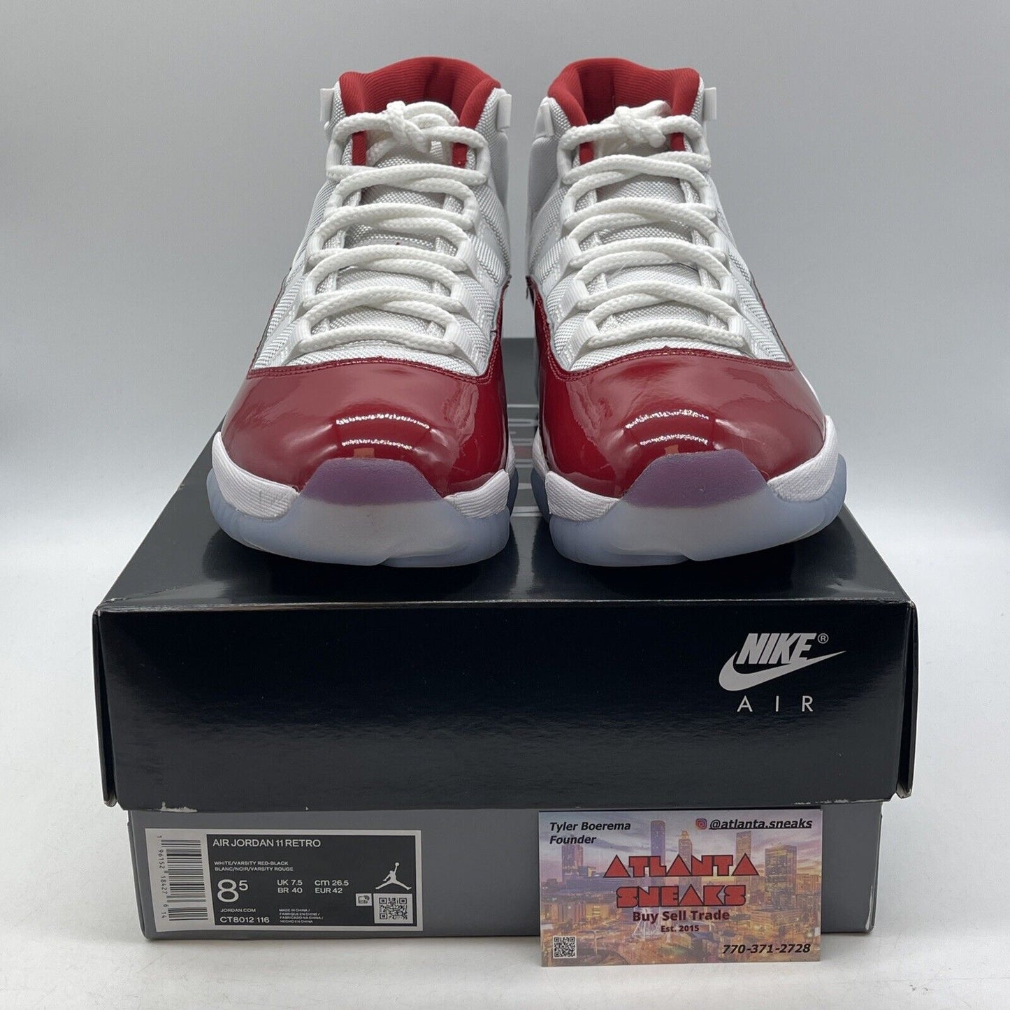 Size 8.5 - Jordan 11 Retro High Cherry White Red Leather (CT8012-116)