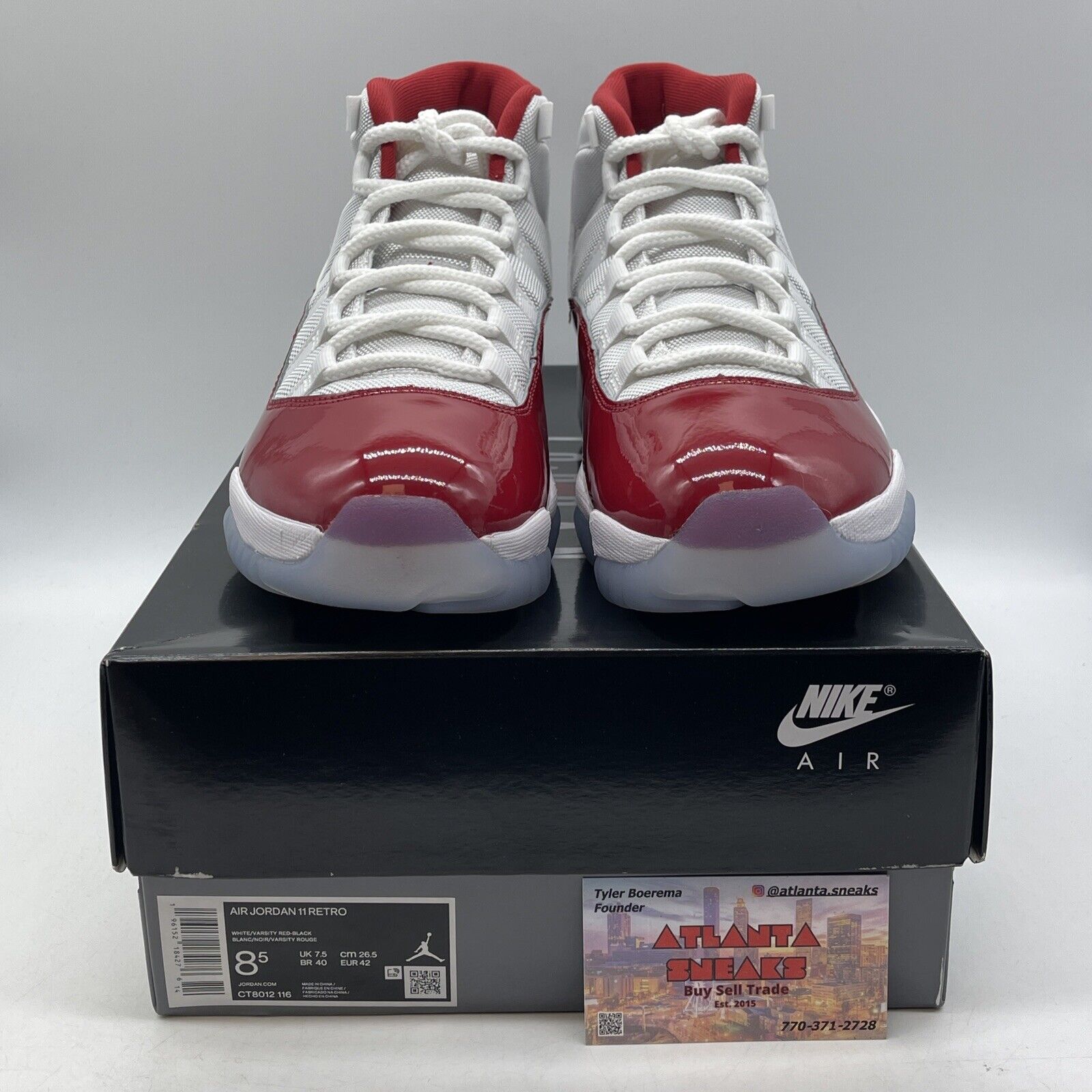 Size 8.5 - Jordan 11 Retro High Cherry White Red Leather (CT8012-116)