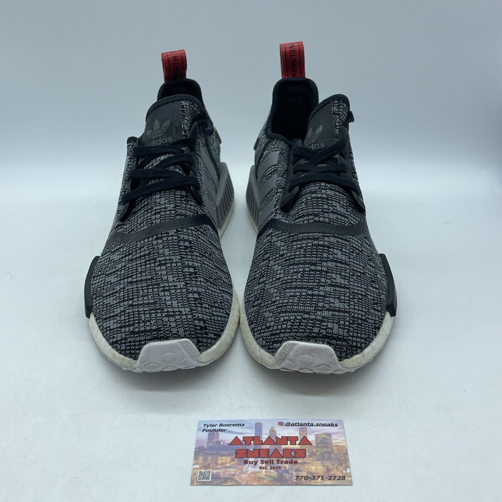Size 13 - adidas NMD_R1 Glitch Black Grey White Red Suede Leather (BB2884)
