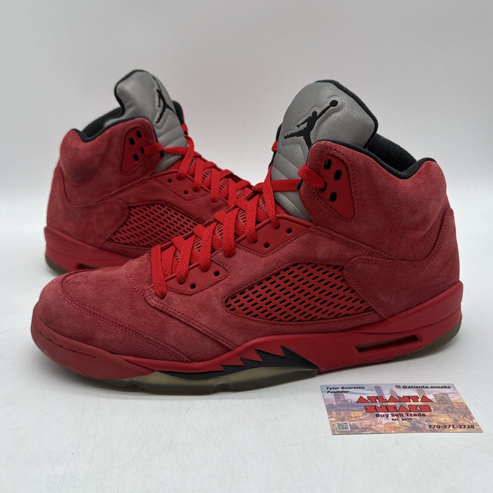 Size 13 - Air Jordan 5 Retro Red Suede Black Force one Tongue Jumpman