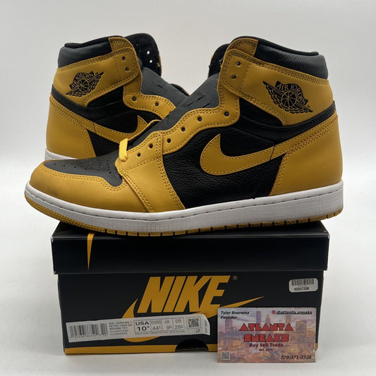 Size 10.5 - Jordan 1 Retro OG High Pollen Black White Yellow Leather 555088-701