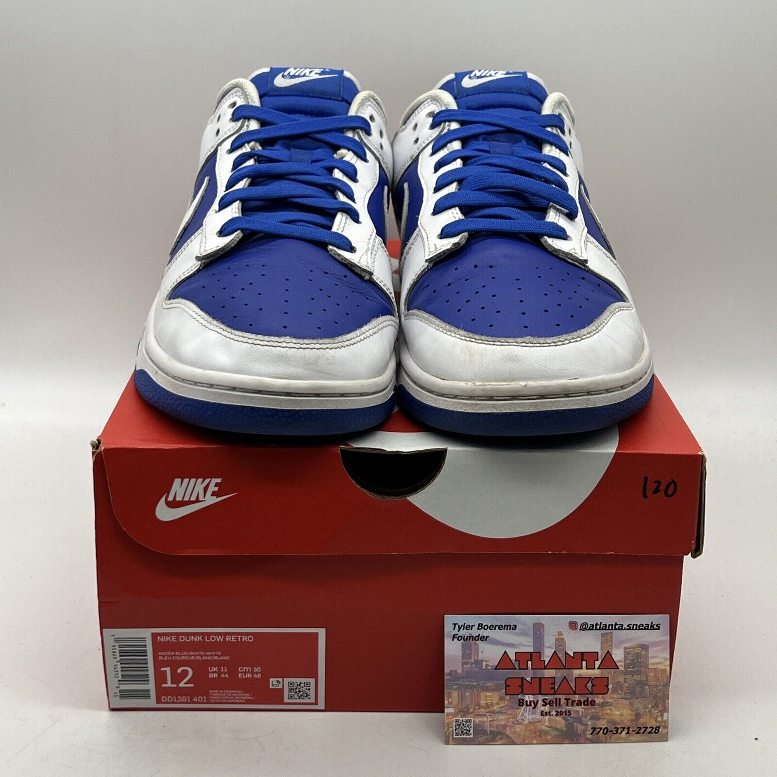 Size 12 - Nike Dunk Low Racer Blue 2022 White Leather (DD1391-401)