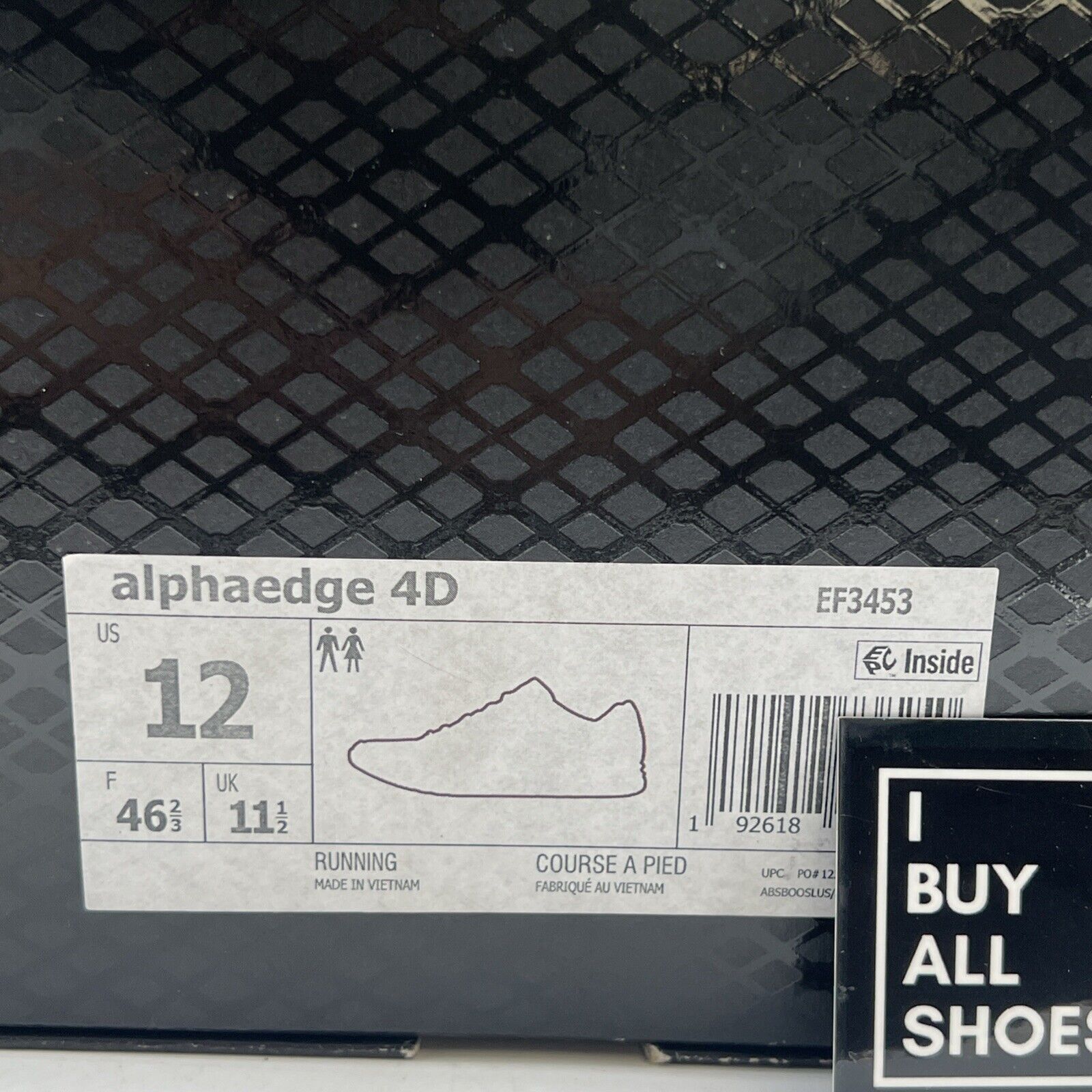 Size 12 - Adidas AlphaEdge 4D Core Black (EF3453)