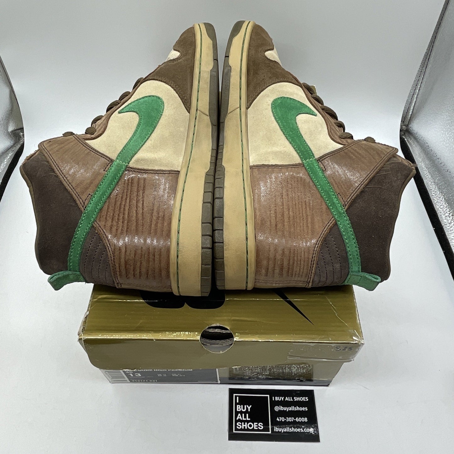 Size 13 - Nike Dunk Premium SB High Tweed Classic Green Brown (313171-231)