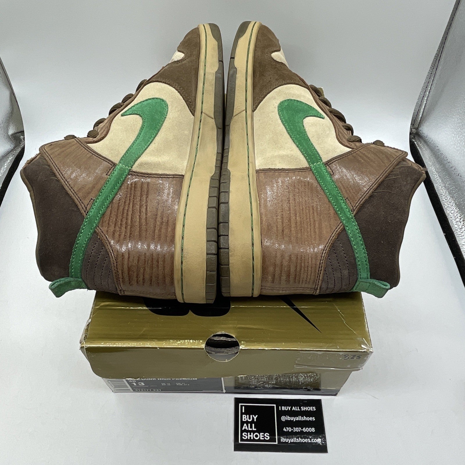 Size 13 - Nike Dunk Premium SB High Tweed Classic Green Brown (313171-231)