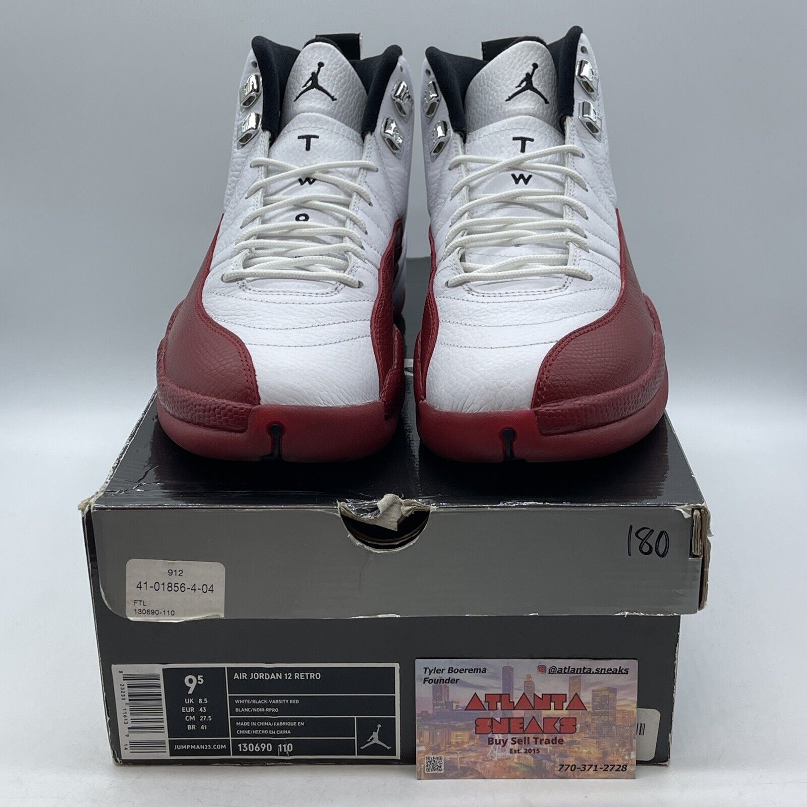 Size 9.5 - Air Jordan 12 Retro 2009 Cherry Red White Black Silver (130690-110)