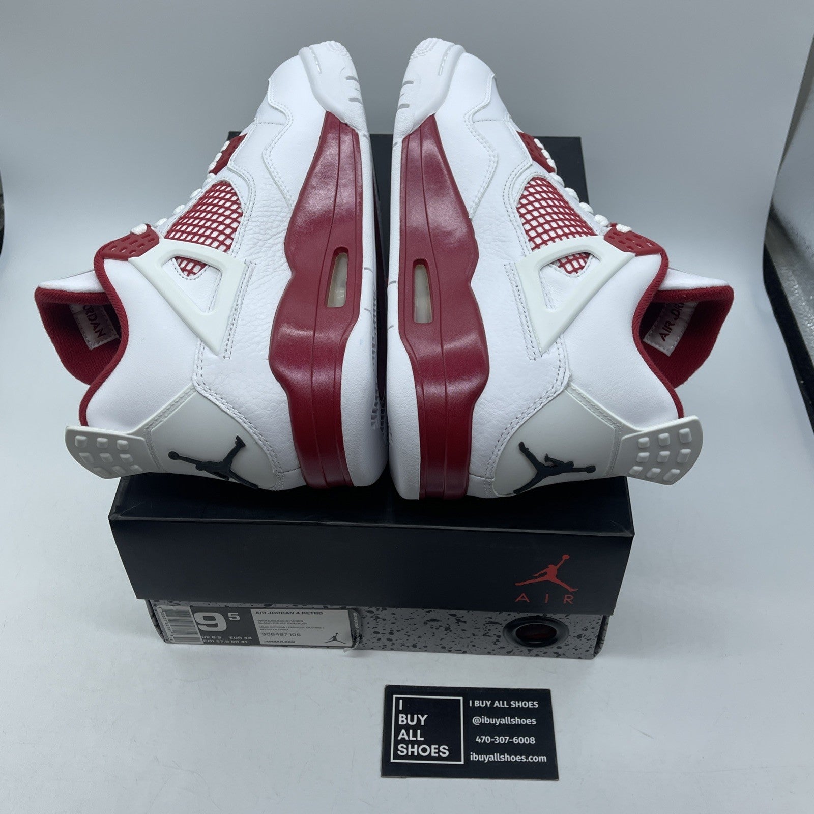 Size 9.5 - Jordan 4 Retro alternate 89 2016 White Red Leather (308497-106)