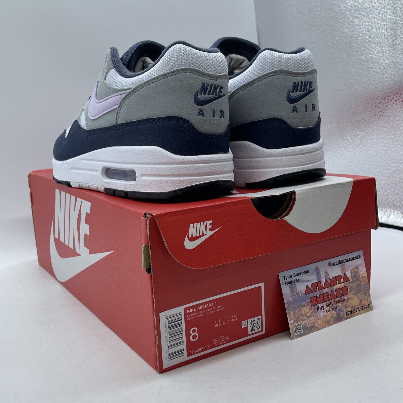 Size 8 - Nike Air Max 1 Obsidian Lilac Bloom Blue Purple Suede (FD9082-001)